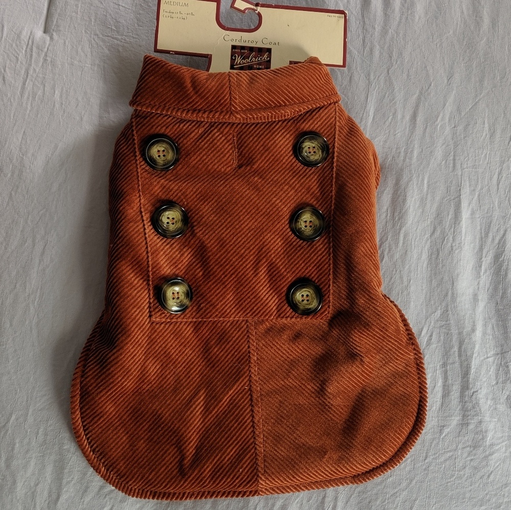 Orange corduroy coat for medium dogs